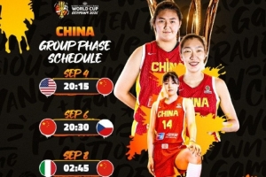 中国女篮世界杯小组赛程出炉：9月4日首战美国 依次战捷克&意大利